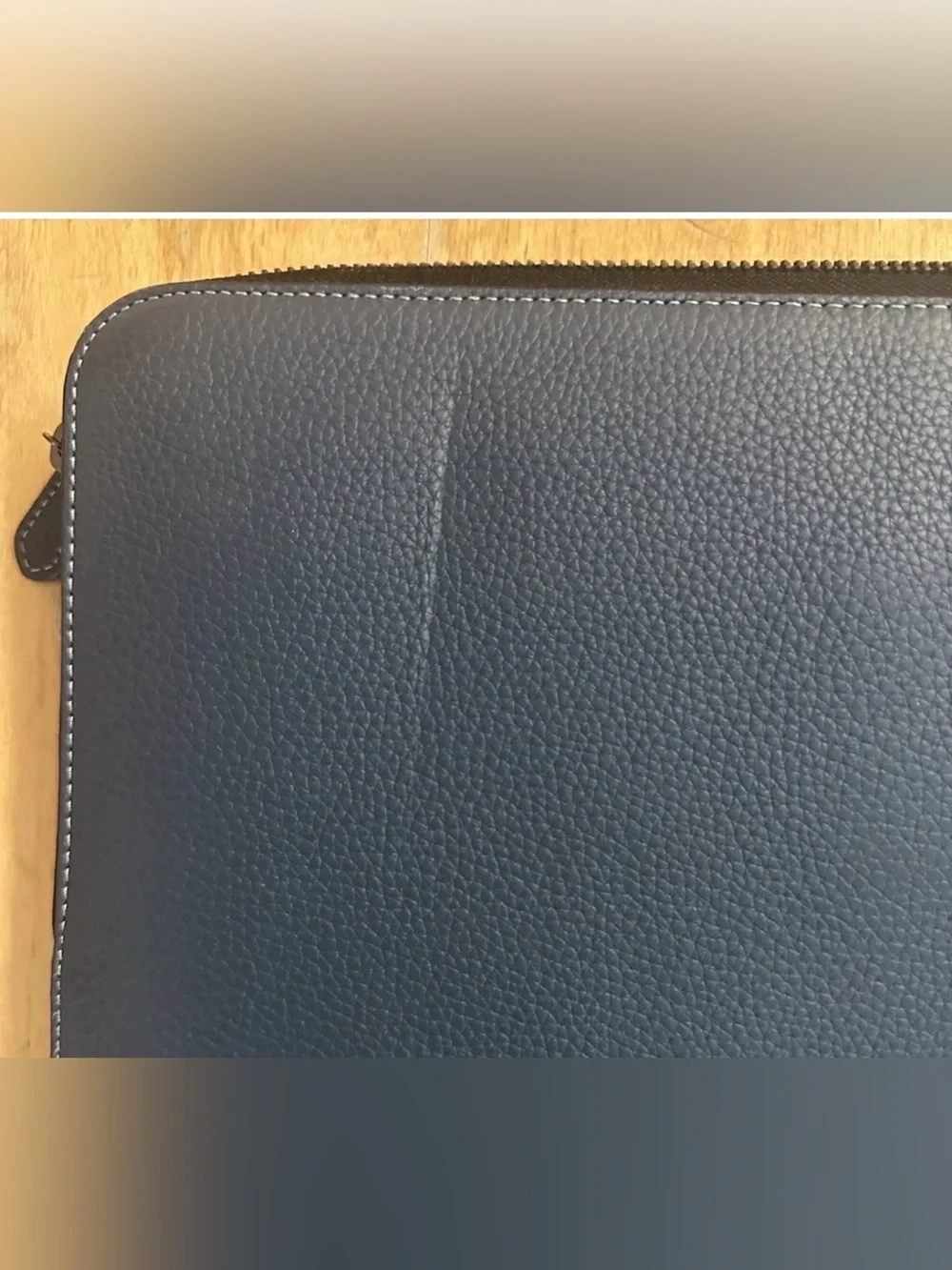Coach CH068 15 Laptop Case Denim Blue Multi Color Center Stripe Leather  $272